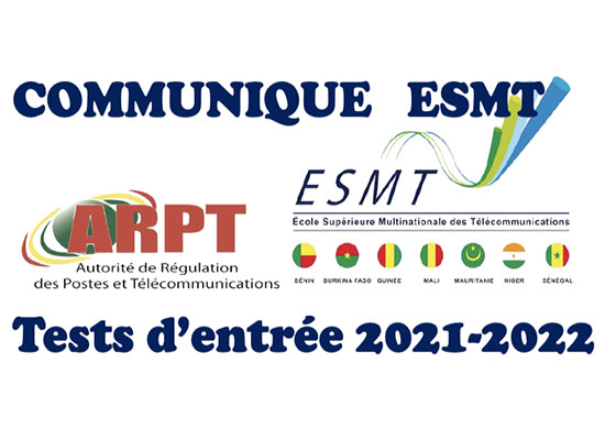 Communiqué ESMT : Tests d'entrée 2021-2022
