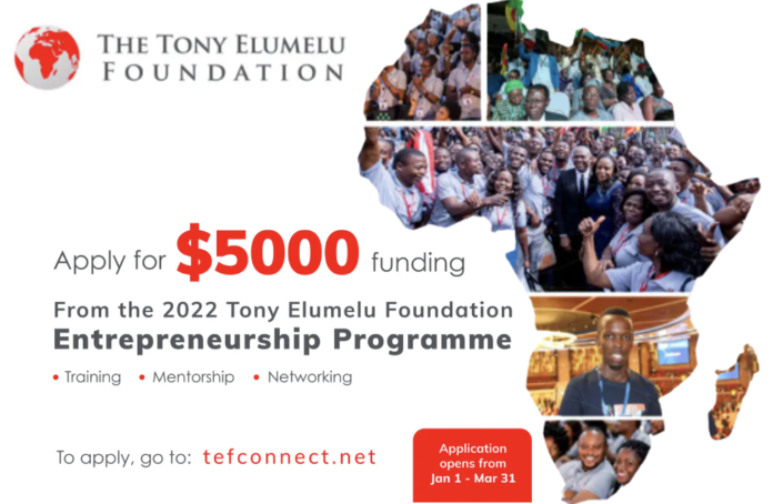 Ouverture des candidatures pour le programme de la Fondation Tony Elumelu TEF 2022